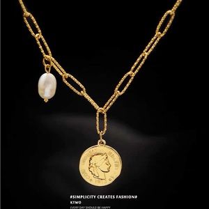 18kGold Plated Coin&Pearl Necklaces